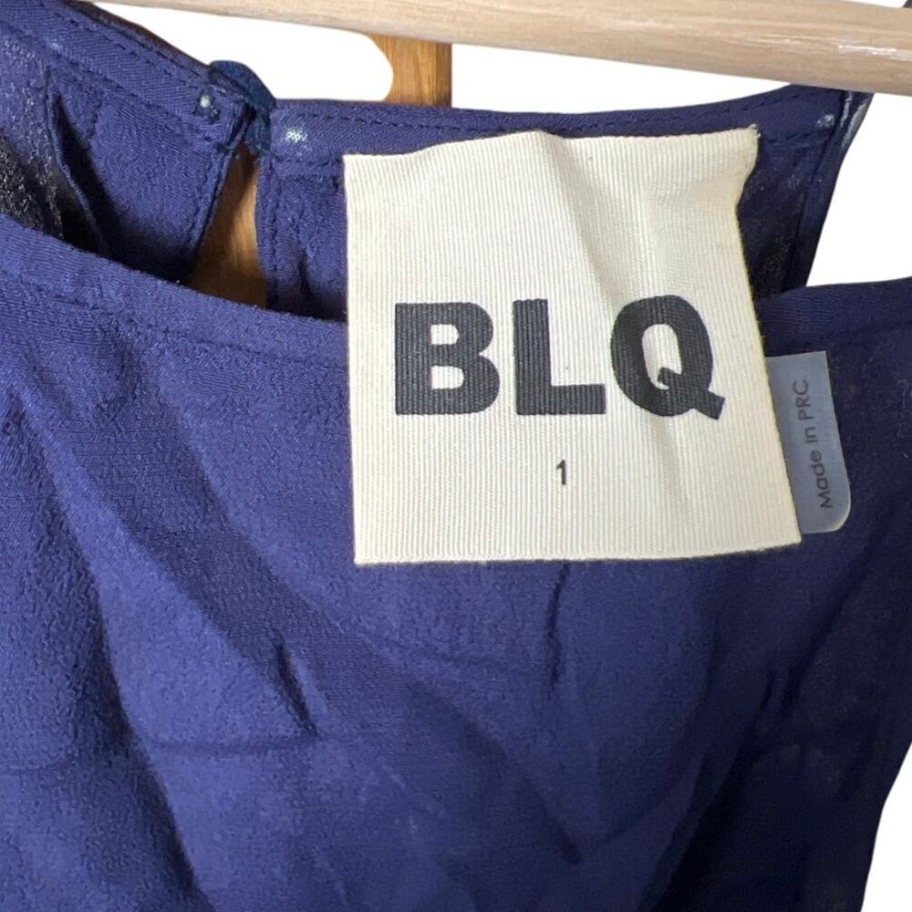 BLQ Size 1 Blue Rayon Women's Top - Picture 4 of 6